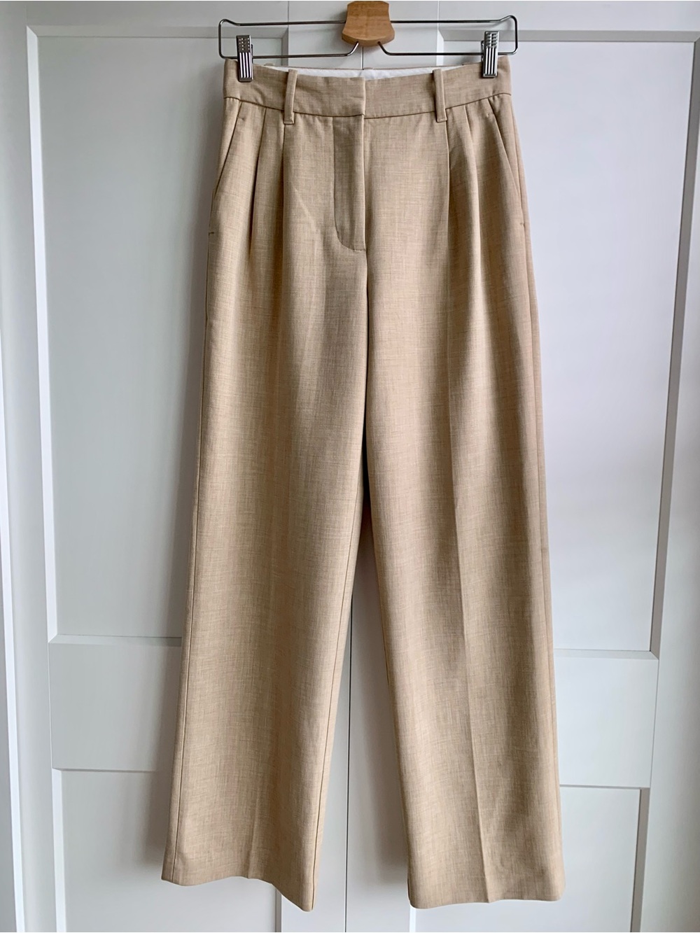 Wilfred the Effortless Pants Heather Oat Beige High-Rise Wide Leg size 2